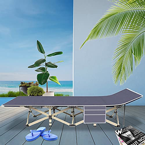 Portable Camping Cot Folding Bed For Adults, Ten-Legged Beach Bed With Pillow &Side Pocket For Office Home Hiking Traveling Garden Fishing(74.8X26.4X14.2Inch) #TOP4