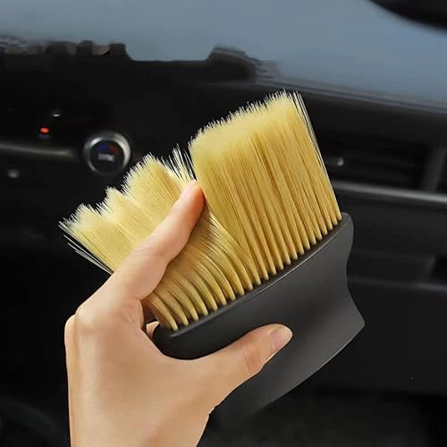 Auto Interior Detail Cleaning Dust Brush, Car Cleaning Brushes Duster,Long Soft Hair Brush Wide Handle Dusting Tool For Seat Gap，Dashboard,Air Vents,Button,Knob,Armrest Box,Console,Scratch Free(Brown) #TOP4