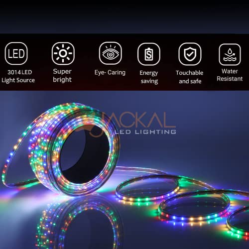 Image of JACKAL 45 Meter Multicolour Diwali Outdoor /Indoor LED Rope Light Pipe Light with Short Circuit Resistant Connector | Perfect for Home Ceiling, Functions, Christmas & Office Decor (6 Months Warranty)