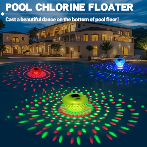 Image of FineBud2025 Upgrade Solar Chlorine Floater, Pool Chlorine Floater with Colorful Light, Button Control Floating Chlorines Dispenser for Pool, Adjustable Flow chlorines floaters (Purple)