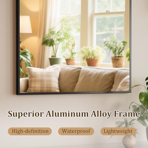 Image of HARRITPURE Arched Bathroom Mirror - 30 inchx48 inch Black Large Wall Mounted Vanity Mirror Aluminum Alloy Frame Arch Wall Mirror for Living Room, Bedroom, Entryway