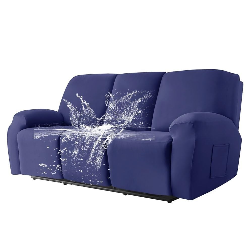 Funda elástica Impermeable para sillón reclinable, Color Liso, Antideslizante, con Bolsillo Lateral, Lavable, Protector de Muebles para Silla.