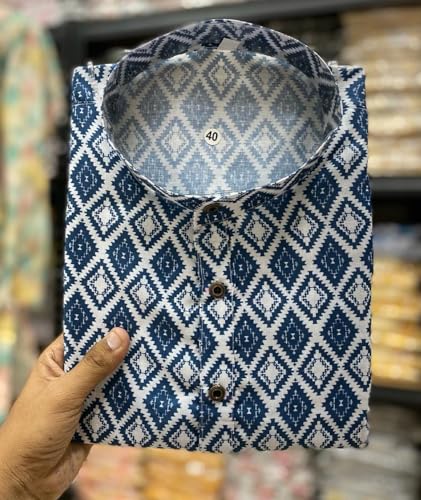Image of FOXDX Men's Traditional Cotton Floral Printed Only Kurta