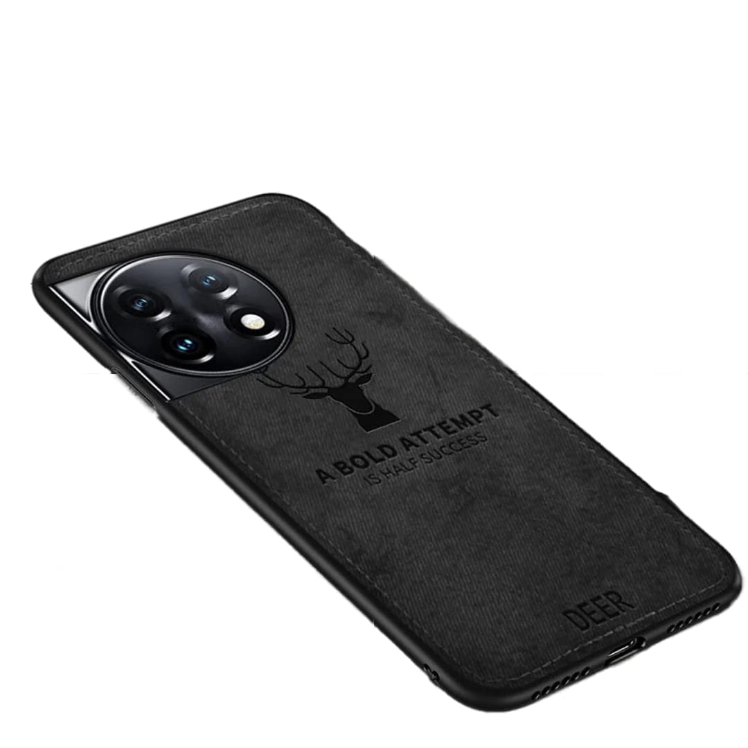 MOBILOVE Deer Pattern Cloth Texture Leather Finish Soft Fabric Case Hybrid Protective Case with Camera Protection for | OnePlus 11R 5G (Black) (B0C6MW5N5W) Amazon Price History, Amazon Price Tracker