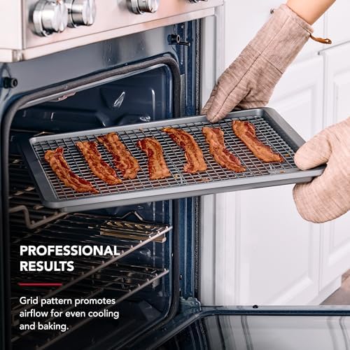 KitchenAid Nonstick Swiss Engineered Aluminized Steel Cooling Rack, Dishwasher Safe, Contour Silver, 13x18 Inch - Thumbnail 2