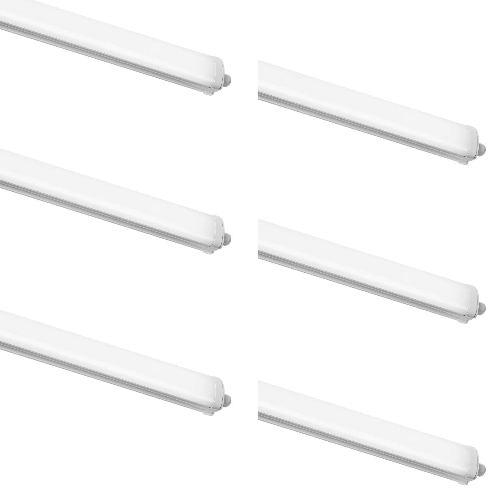 Viugreum 6 Paquets Tube Néon LED 115cm, Étanche IP65 Reglette 40W 4000LM Blanc Neutre 4500K pour Garage, Plafonnier pour Bureau Atelier Sous-sol Entrepôt Salle de Bain Cuisine