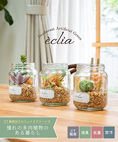 Ampoule フェイクグリーン おしゃれ 寄せ植え サボテン 多肉植物 リビング ダイニング 玄関 キッチン トイレ CT触媒 インテリア ナチュラル 造花 消臭 防汚 抗菌 eclia エクリア 消臭アーティフィシャルグリーン Aタイプ [2]