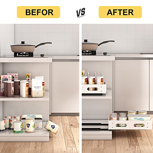 Dinves Pull Out Drawers For Kitchen Cabinets, Slide Out Metal Drawer Shelf, Pull Out Cabinet Organizer, Under Sink Organizers In Kitchen, Pantry, Bathroom #TOP1