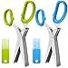 2 Packs Stainless Steel Herb Scissors, SourceTon Multi-purpose Kitchen Shear with 5 Blades and Cleaning Brush, Ergonomic Design Heavy Duty Durable Culinary Cutter with Sharp Blade