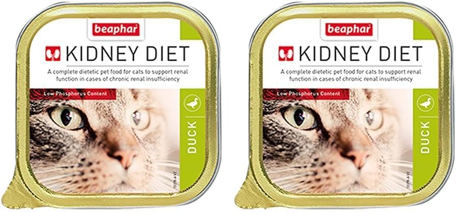 Beaphar | Kidney Diet for Cats | Supports Renal Function | Renal Insufficiency | Vet Recommended | Kidney Care | Low Protein & Low Phosphorus | Duck Flavour | 100g (Pack of 2)