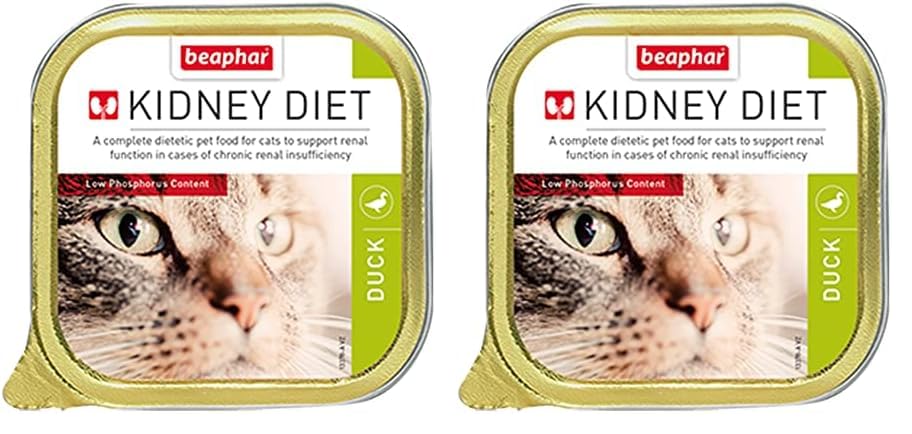 Beaphar | Kidney Diet for Cats | Supports Renal Function | Renal Insufficiency | Vet Recommended | Kidney Care | Low Protein & Low Phosphorus | Duck Flavour | 100g (Pack of 2)
