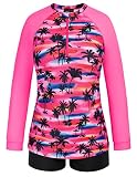 Hanna Nikole Women 2 Piece Rash Guard Shirts Sun Protection Swim Shirts UPF 50+ with Boy Shorts Swim