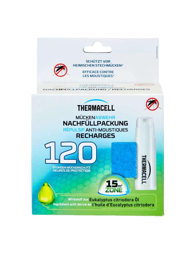 Thermacell R-10 Nachfüllpack - 30 Plättchen + 10 Gaskartuschen für 120h Schutz - Natürlicher Wirkstoff aus Zitroneneukalyptusöl zur Mückenabwehr - 15m² Wirkbereich