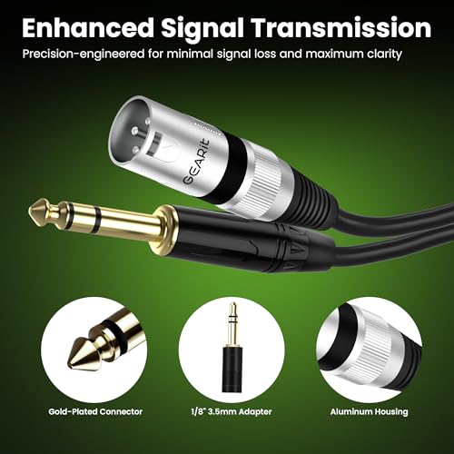 Cable XLR macho a TRS 6.35mm de 15 pies GEARit miniatura 6