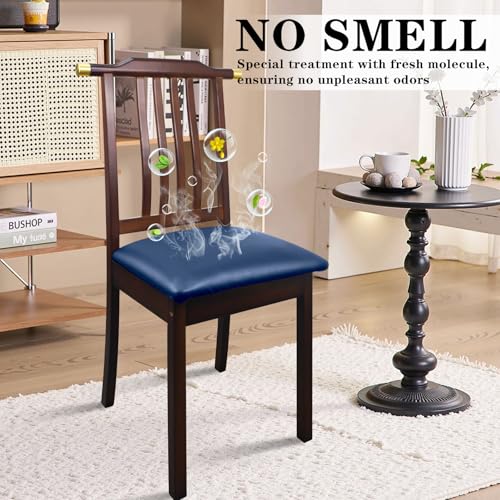 Image of Pu Leather Dining Chair Seat Covers Set of 6, Waterproof Dining Seat Covers Stretch Chair Covers for Dining Chairs /Kitchen Room /Hotel, Odorless Seat Covers for Kitchen Chairs (Blue - 6 PCS)