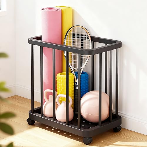Storvive Multifunctional Storage Basket with Wheels (1pc) Modern Movable Organizer Bin, Suitable for Storing Various, Shelf Baskets-Large Capacity Yoga Mat Storage Basket with Wheels