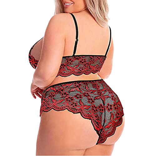 Blingko Erotische Unterwäsche Damen, Sexy Kleid Damen Erotisch Reizwäsche Set Sexy Lace Spitze BH und String Teddy… – Bild 4