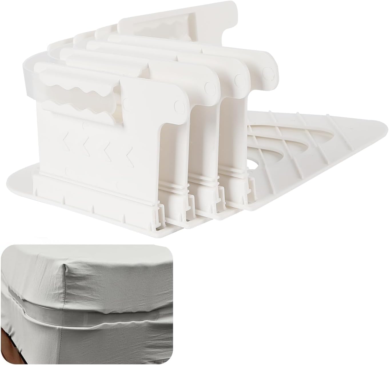 Wenai 4-Pack Lock Sheet Holders for Mattress | Heavy Duty Bed Sheet Holder Straps | Universal Fit No-Slip Design, Easy 3-Step Installation, Wrinkle-Free Sheets Solution (White)