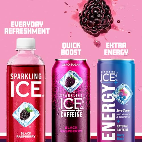 Image of Sparkling Ice, Black Raspberry Sparkling Water, Zero Sugar Flavored Water, with Antioxidants and Vitamins, 17 fl oz Bottle