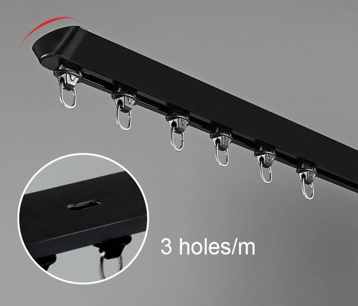 Tringle à rideaux en métal robuste noir de 2,7 m, design solide et durable, installation facile, parfaite pour les grandes fenêtres, décoration de style industriel, 2,6 m de long