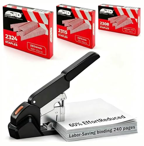 Heavy Duty Stapler, Industrial Grade, 240 Page Capacity, Ergonomic, Effortless, Extra Large Desktop Stapler, Suitable for Offices and classrooms, Anti-Jamming Metal Construction, Includes Staples.