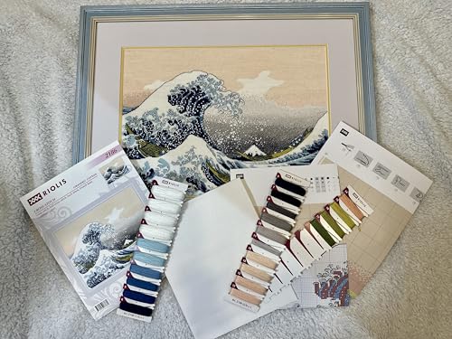 Image of RIOLIS - The Great Wave Off Kanagawa After K. Hokusai 2186, 15 inchx11, Cross Stitch Kits for Beginners & Advanced, Crossstitching Kit Adult, Embroidery Counted Stitching Kit