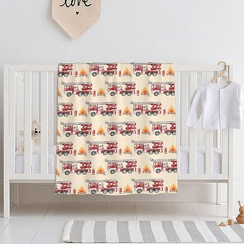 Image of Fire Truck Fireman Baby Blanket Gifts Super Soft Swaddle Newborn Cozy Baby Receiving Blanket Stroller Throw Blanket for Crib 40x30 in forBaby /Puppy
