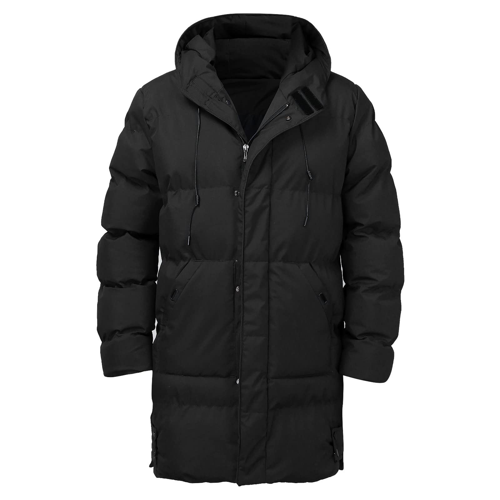 Chaqueta de Abrigo de Invierno para Hombre, Abrigo Informal de Manga Larga con Bolsillo y Cremallera sólida, con Capucha, Abrigos cálidos con Cremallera y Empalme Chalecos Abrigo