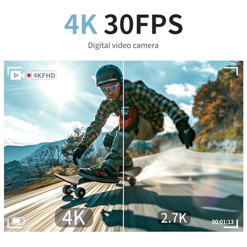 4K Video Camera Camcorder, 64MP with 3” 270° Flip Screen, 18X Zoom, WiFi and Webcam for YouTube, 32GB SD Card, Built-in Rechargeable 2500mAh Battery(Black) - Image 3