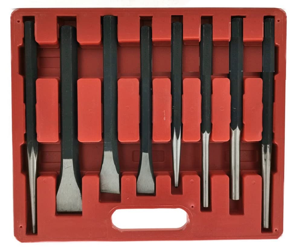 8 Pc Heavy Duty Jumbo Large Mechanic's Punch and Chisel Tool Set