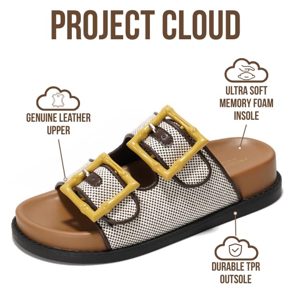 Project Cloud Platform Summer Sandals for Women 2025 - Comfortable and Adjustable Straps Summer Slides with Memory Foam Insole - Non-Slip Casual Womens Sandals