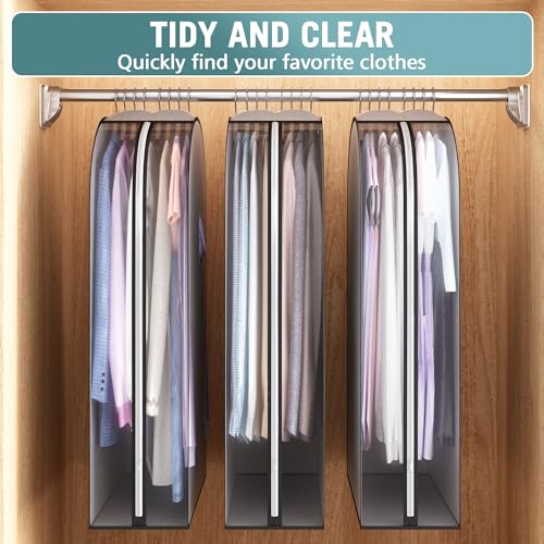 Liuoud 3-Pack Side-View Grey Garment Bags