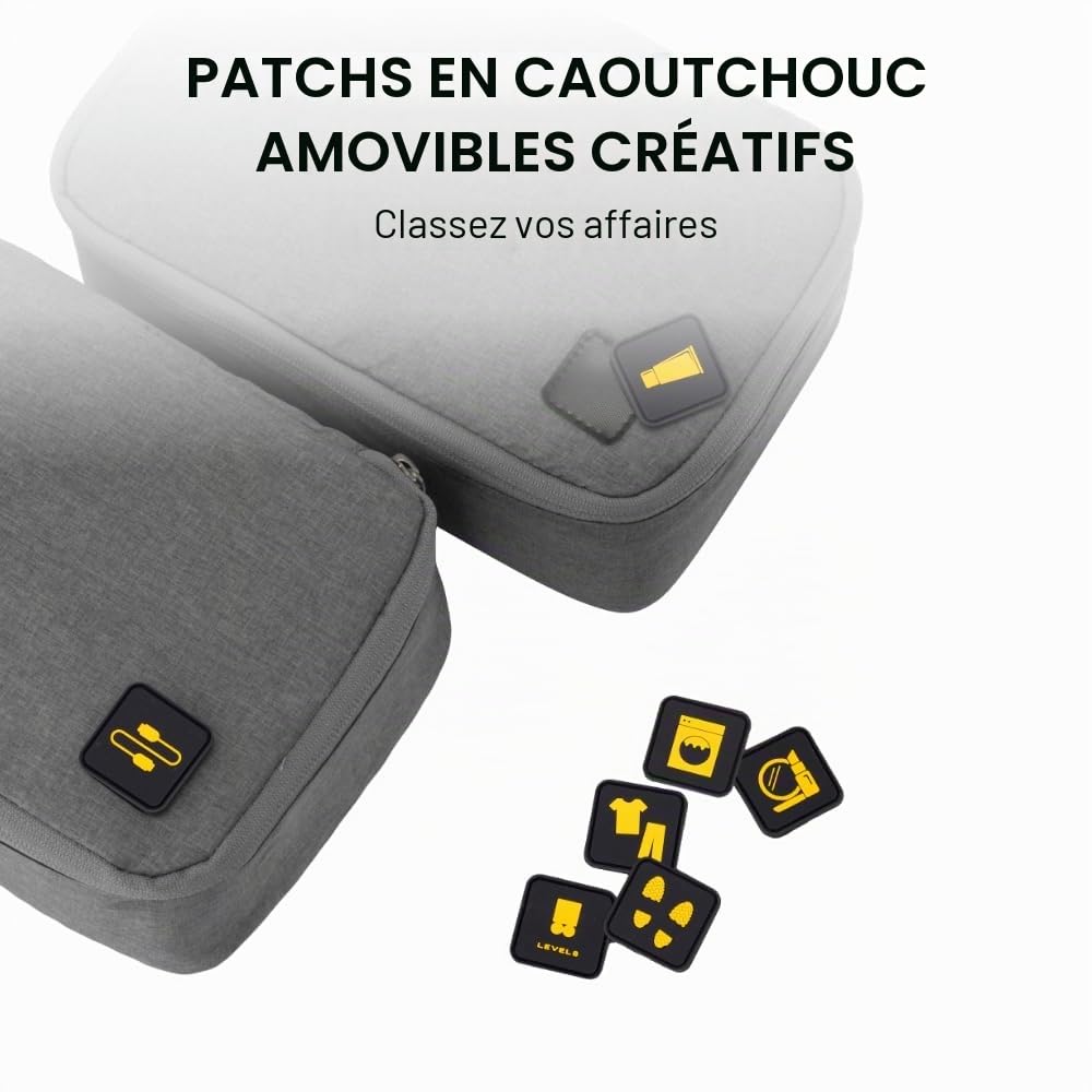 LEVEL8 Lot 4 Organiseurs Valise Pliables Légers Gain Place 4 Tailles, Noir | Nettoyage Facile, Durables, Lavables