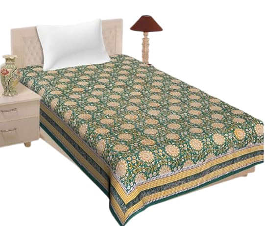 Floral Printed Cotton Bedsheet, 152.4 cm x 228.6 cm, Green, Single Bedsheet (60 * 90 Inch)-image-22