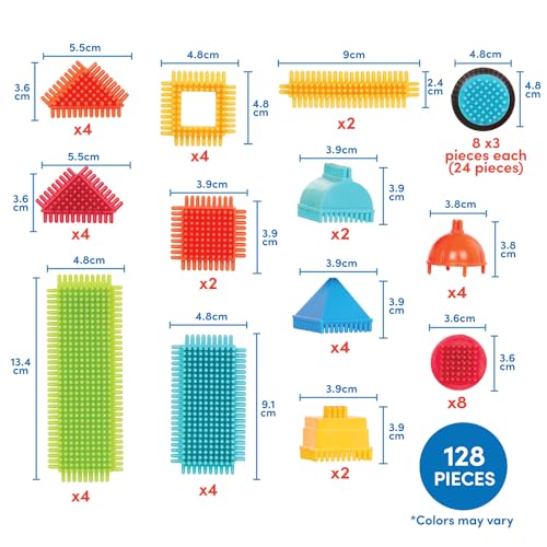 Image of Battat Bristle Blocks Big Value Case, 80-Piece STEM Building Toy, Playset | Interlocking building blocks with toy characters, dog, 8 functional wheels, and handy storage jar for cleanup, 2+ Years