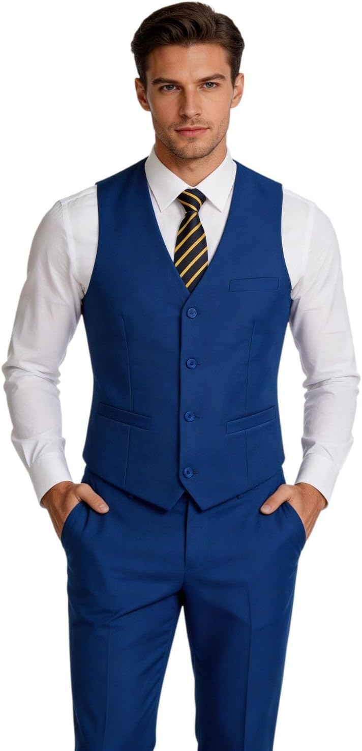 Furuyal Men's Suit 2 Piece Vest Set Slim Fit Dress Suit Casual Suit Waistcoat Pant
