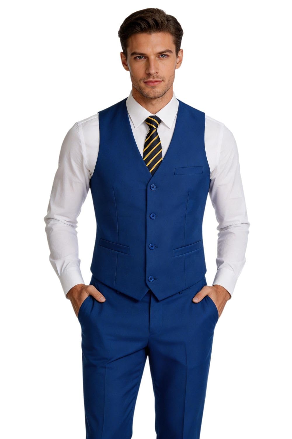 Men's Suit 2 Piece Vest Set Slim Fit Dress Suit Casual Suit Waistcoat Pant-image-7