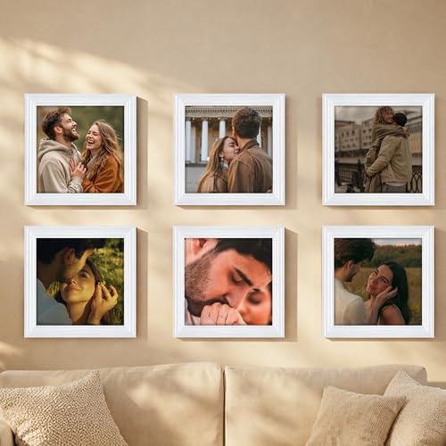 Image of Art Street Luxury Photo Frame for living room, Modern Step Design Photo Frames for Photograph, Art Work, Kids Room Set of 6 (12x12 Inch, White)