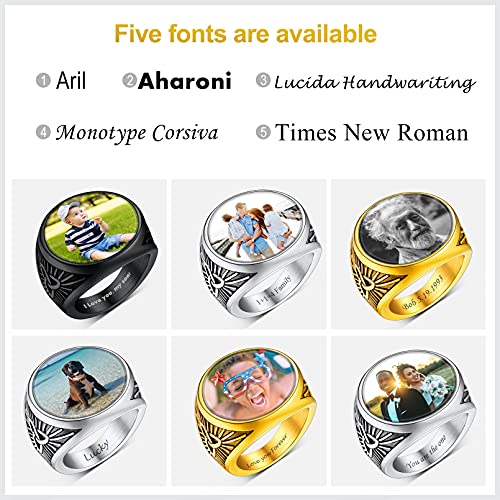 Custom4U Personalized Rings for Men,Photo & Name Engraved Sizes 7 - image 3