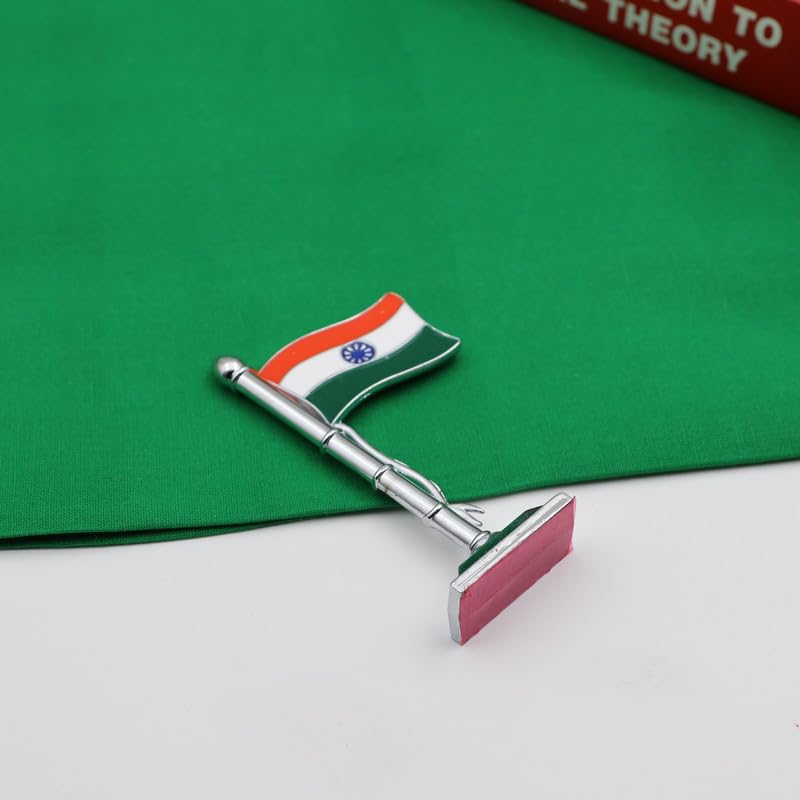 TORPPEZA Metal Hindustan | Indian Flag | Tiranga Stick Stand for Car Dashboard, Decoration, Stusy Table, Office Table, Home Decoration etc. (Height : 8cm | Length : 4cm)