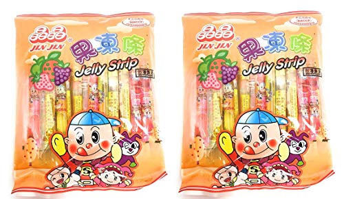 Jin Jin - Jelly Strip (Jelly Filled Straws in Assorted Flavors) - Net Wt. 14.7 Oz. (2-Pack)