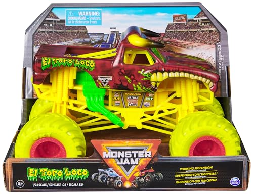 Monster Jam EL Toro Loco Monster Truck detailreiches Metall-Spritzguss-Fahrzeug zum Spielen und Sammeln im Maßstab 1:24 Coole Neon-Farben Spielzeug für Kinder ab 3 Jahren