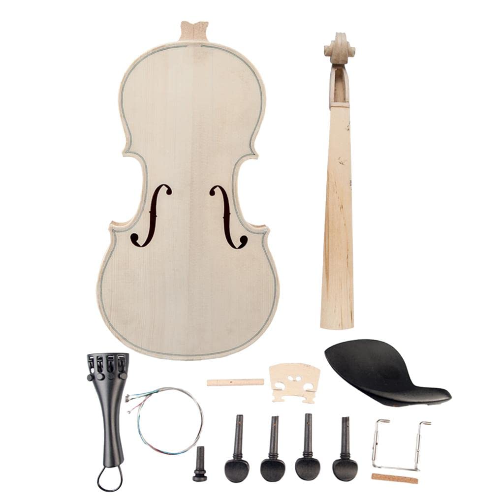 DIY Unlackiertes Massivholz-Geigenkörper-Set, einfache Montage und hochwertige Handwerkskunst, perfekt für fortgeschrittene Schüler und ernsthafte Musiker, verschiedene Größen – Holz + wie