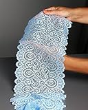 7 Inches by 5 Yards Stretch Sewing Lace Trim Fabric Elastic Ribbon Continuous Roll by Alice Crafts | Light Blue