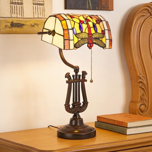 efperfect Stained Glass Table Lamp, Vintage Style Table Light with