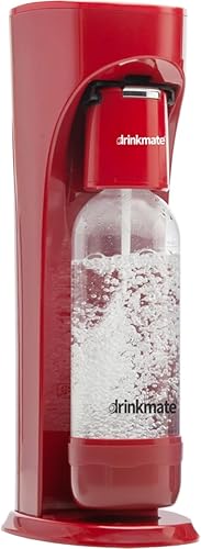 DrinkMate OmniFizz - Máquina de agua con gas y refrescos, carbonata cualquier bebida sin diluirla, cilindro de CO2 no incluido (rojo rey)
