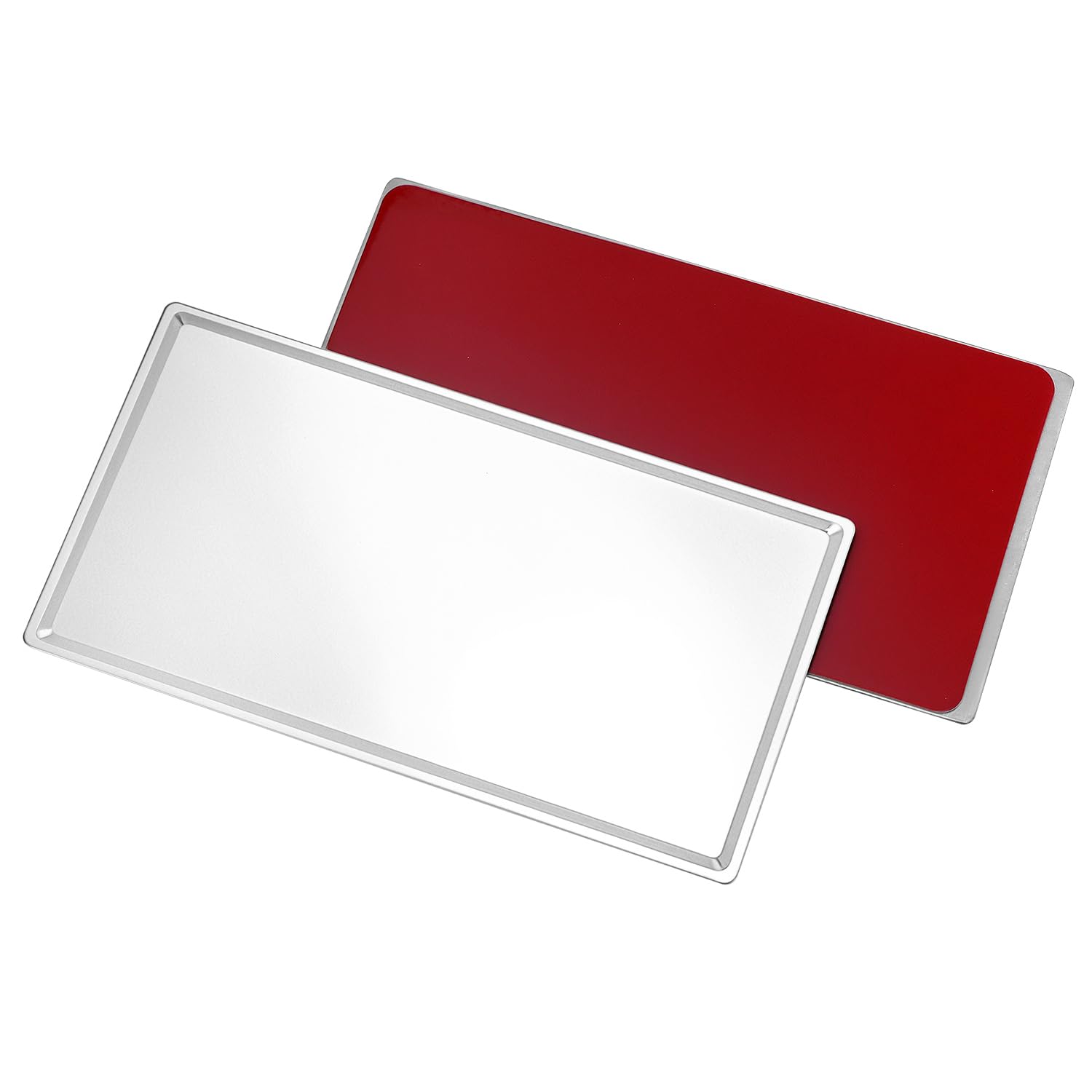 QWORK® 2 sztuki przyklejanych lusterek 8 x 15 cm do osłony przeciwsłonecznej samochodu – Nietłukące się lusterko do makijażu ze stali nierdzewnej do Twojego pojazdu