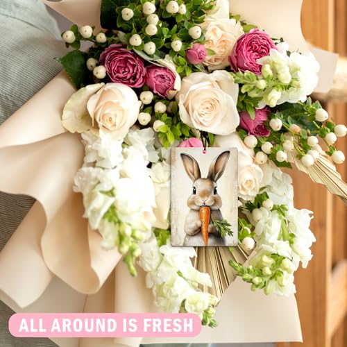 Image of Easter Bunny Egg Lamb Floral Car Air Freshener 4Pcs, Easter Gifts for Women Air Freshener for Car Interior Closet Drawer Books, Spring Tulip Daisy Flower Rabbit Car Mirror Decor Hanging