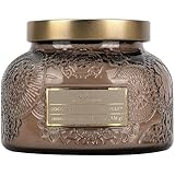Coconut Milk & Patchouli Candle Jar (17.6 oz) Cane Sugar, Palm Leaves, & Sandalwood - Large Scented Candles for Relaxing - Dual Wick Embossed Glass Jar Candle - Tropical Scented Candle Gift for Women