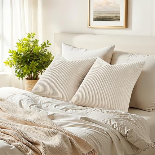 Housse coussin 65x65 velours côtelé super doux avec fermeture éclair cachée lavable - 8
